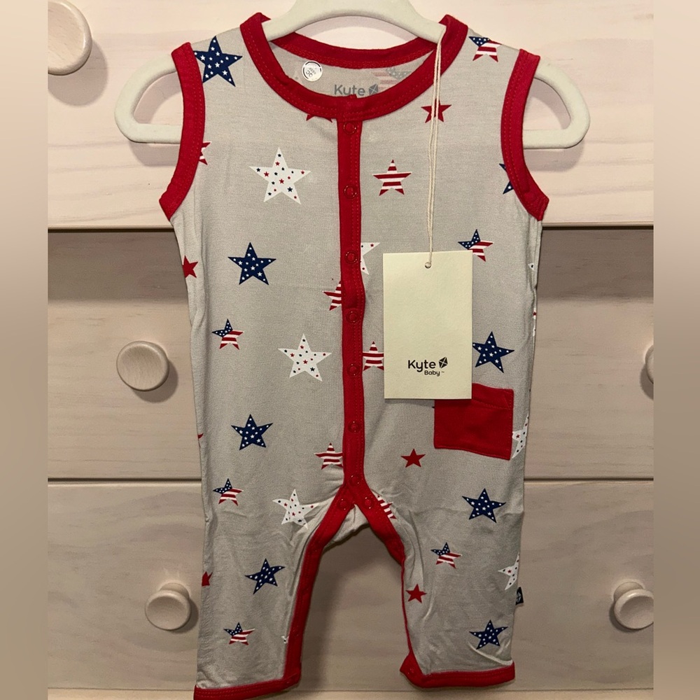 NWT Kyte Baby Liberty Sleeveless Snap Romper 3-6mo